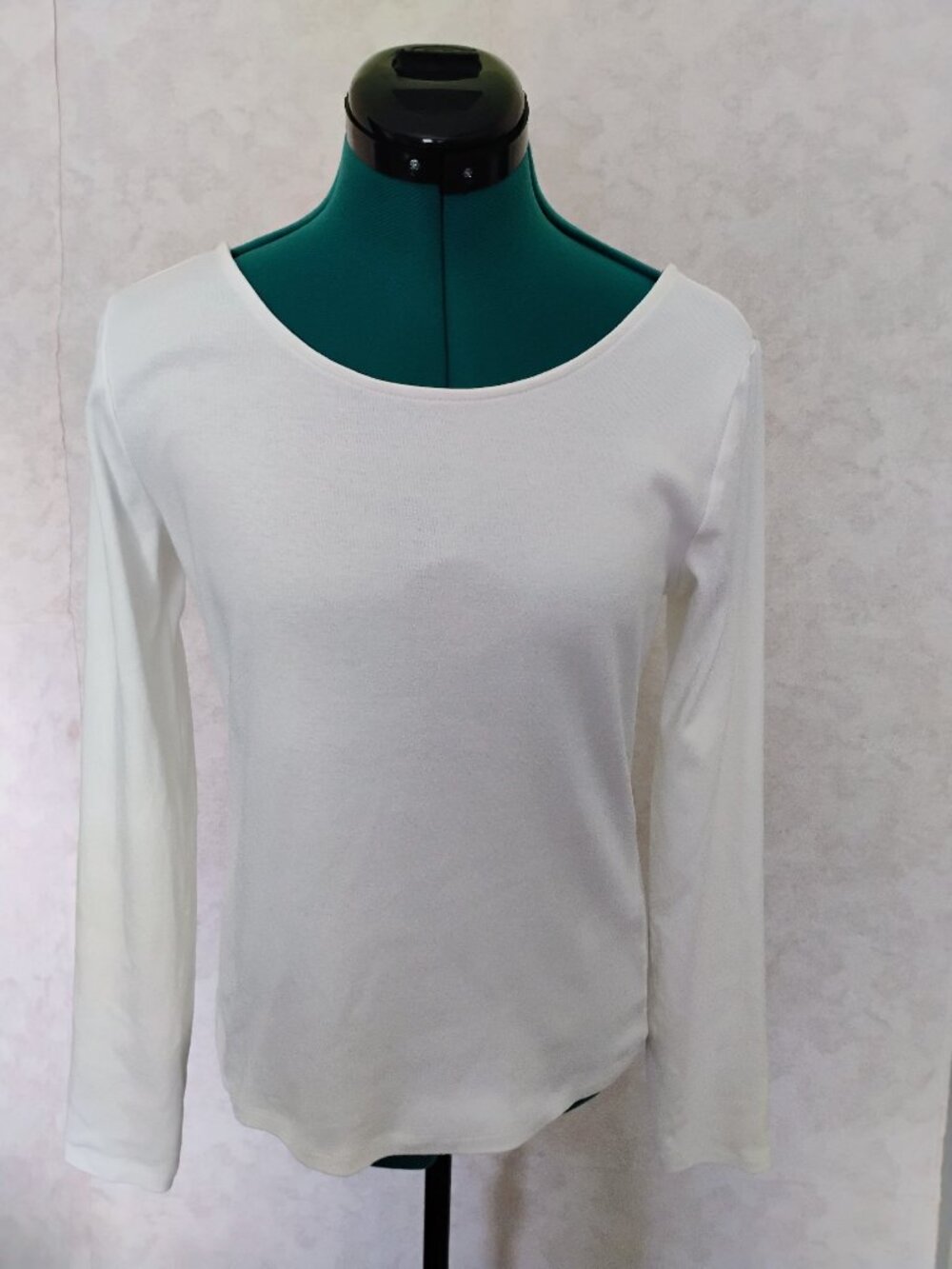 Banana Republic White Cotton Scoop Neck Long Sleeve Top Size S